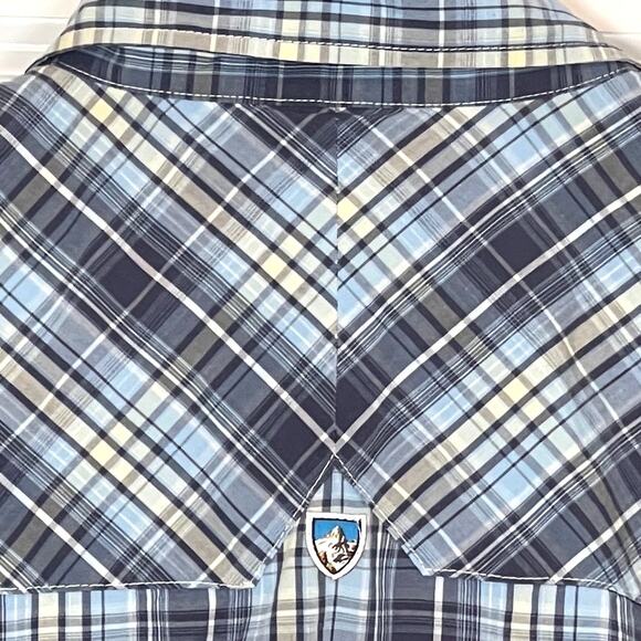KÜHL Men’s Large Blue Plaid SUNCEL Short Sleeve Shirt - Picture 5 of 7
